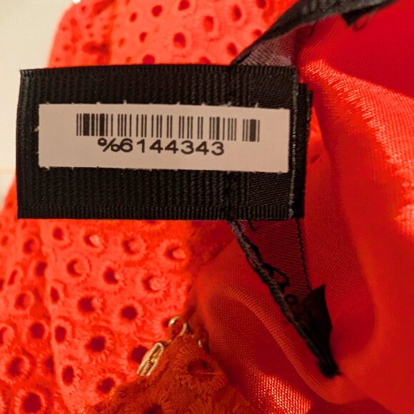 J.Crew Womens Size 4 Dress Red Orange Eyelet Flutter Sleeve Fit Flare Cotton - Picture 9 of 10